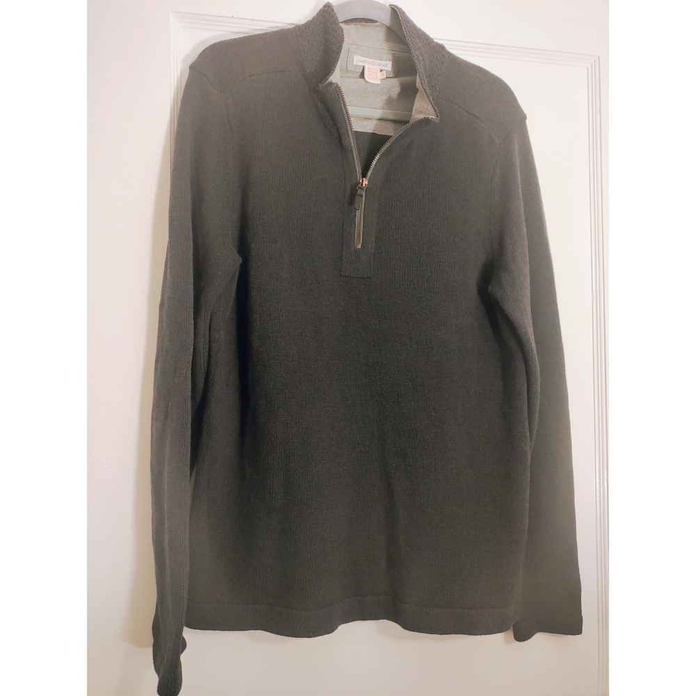 Carbon2Cobalt Men's M Charcoal Gray 100% Cotton Quarter Zip‎ Sweater Pullover